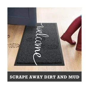CozyBounty Tapete negro de bienvenida duradero para_5