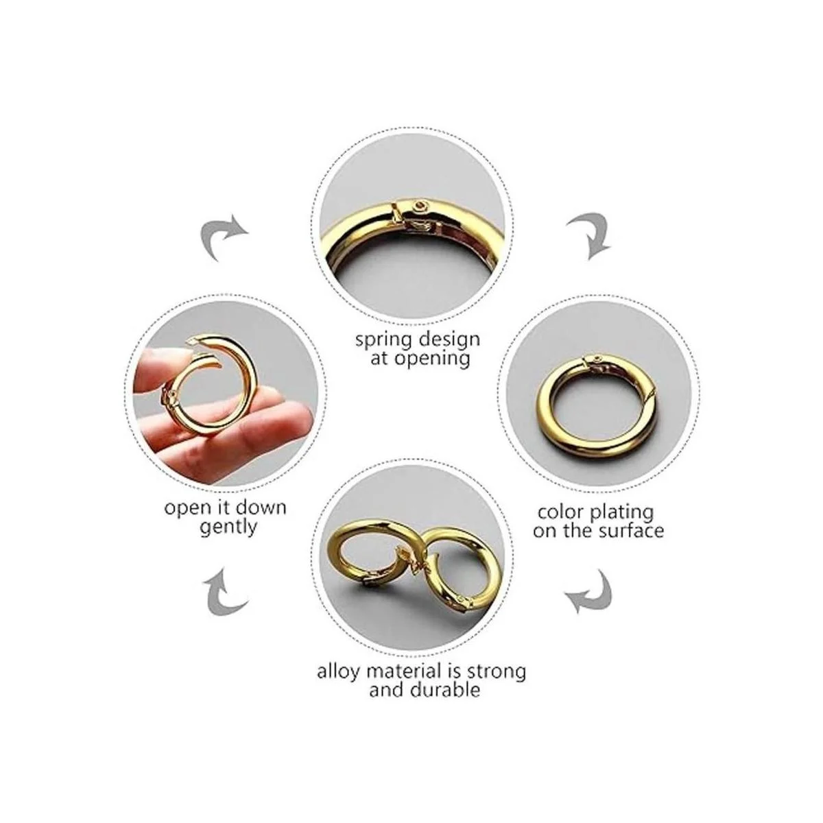 18 anillos de resorte con hebilla redonda de aleación con_2