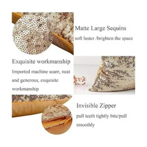 Juego de 2 almohadas decorativas de lentejuelas doradas_2