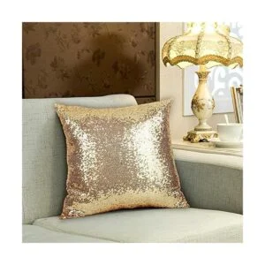Juego de 2 almohadas decorativas de lentejuelas doradas_4