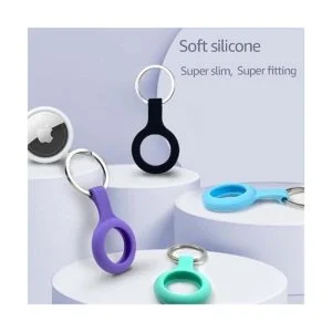 Paquete de 4 fundas de silicona para Airtags con llavero_2
