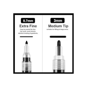 12 bolígrafos de pintura acrílica en blanco y negro de_2