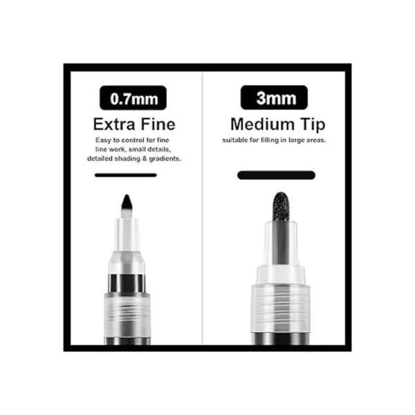 12 bolígrafos de pintura acrílica en blanco y negro de_2