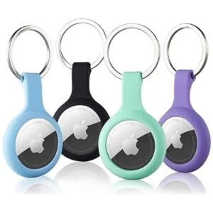 Paquete de 4 fundas de silicona para Airtags con llavero_1