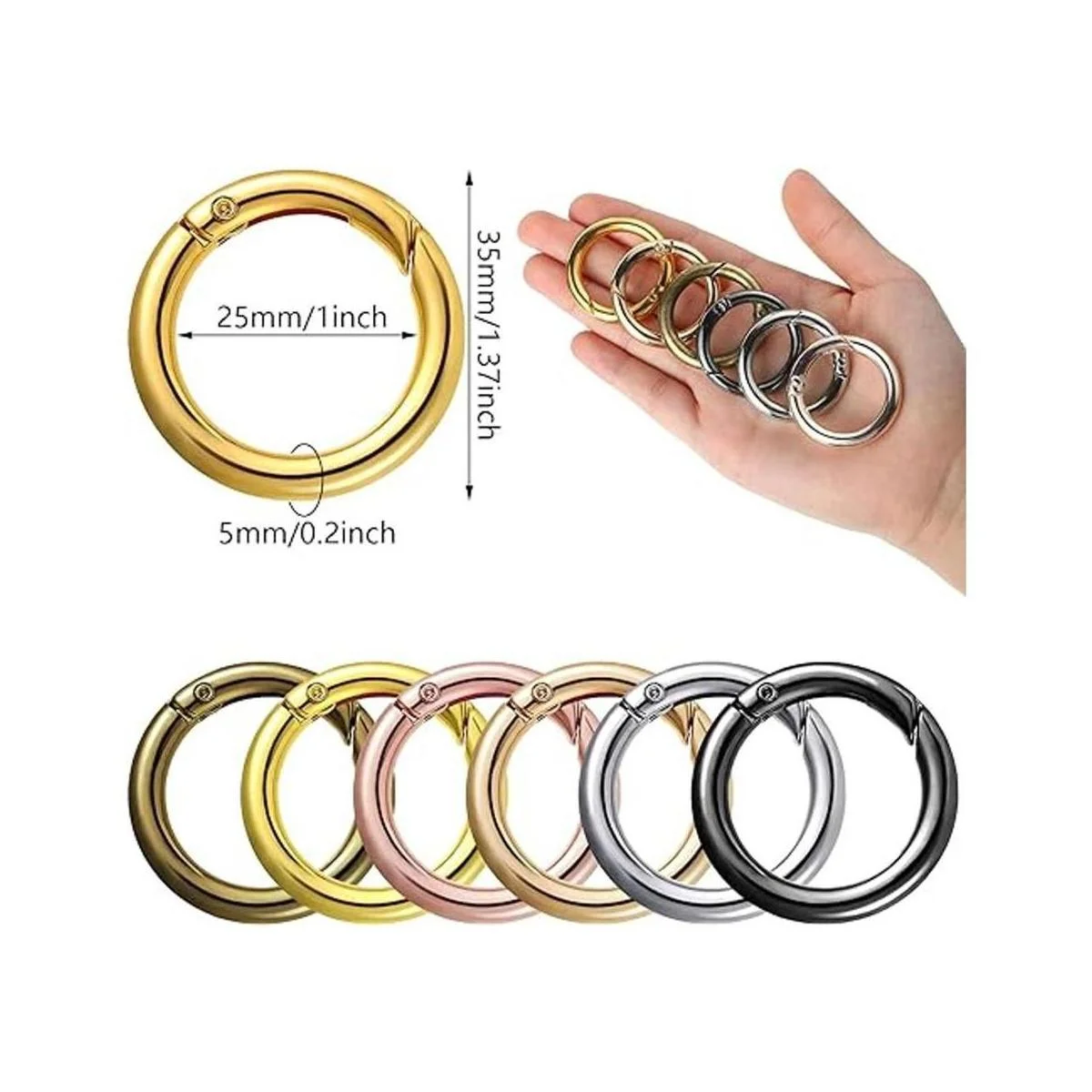 18 anillos de resorte con hebilla redonda de aleación con_4