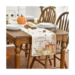 Artoid Mode Camino de mesa de Hello Pumpkin Flowers Leaves_3