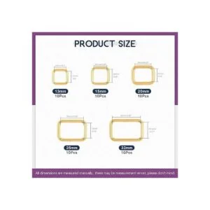 Swpeet 50 anillos rectangulares de metal dorado_2