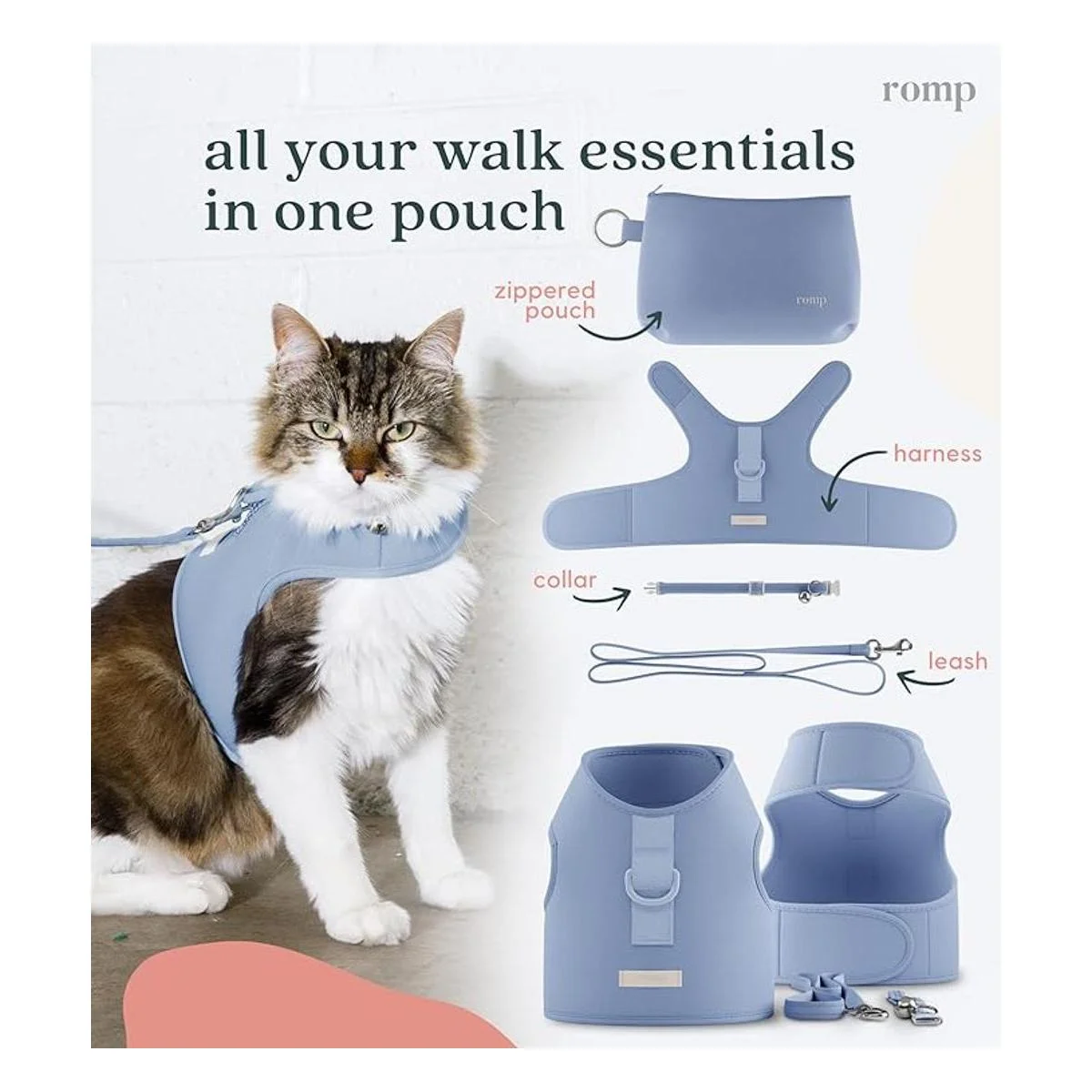 Juego de arnés de gato collar y correa chaleco de arnés_6