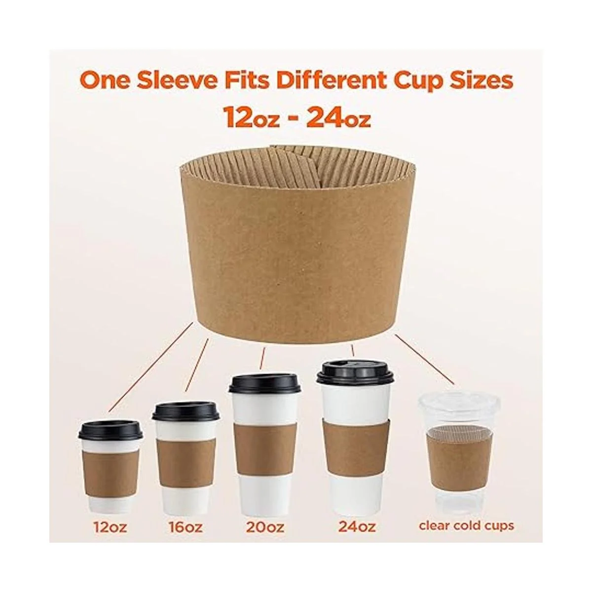 Paquete de 100 fundas para taza de café Kraft marrón_4