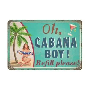 Jacevoo Cabana Boy Letrero de metal vintage para bar_1