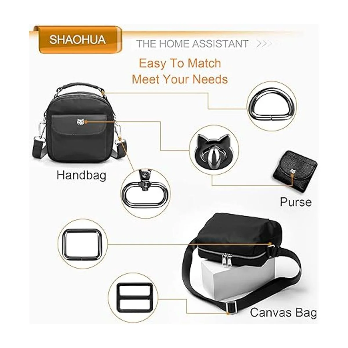 SHAOHUA Juego de 19 hebillas para monedero con gancho_4