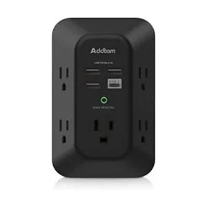 Addtam Cargador de pared USB Extensor de 5 tomas de_1