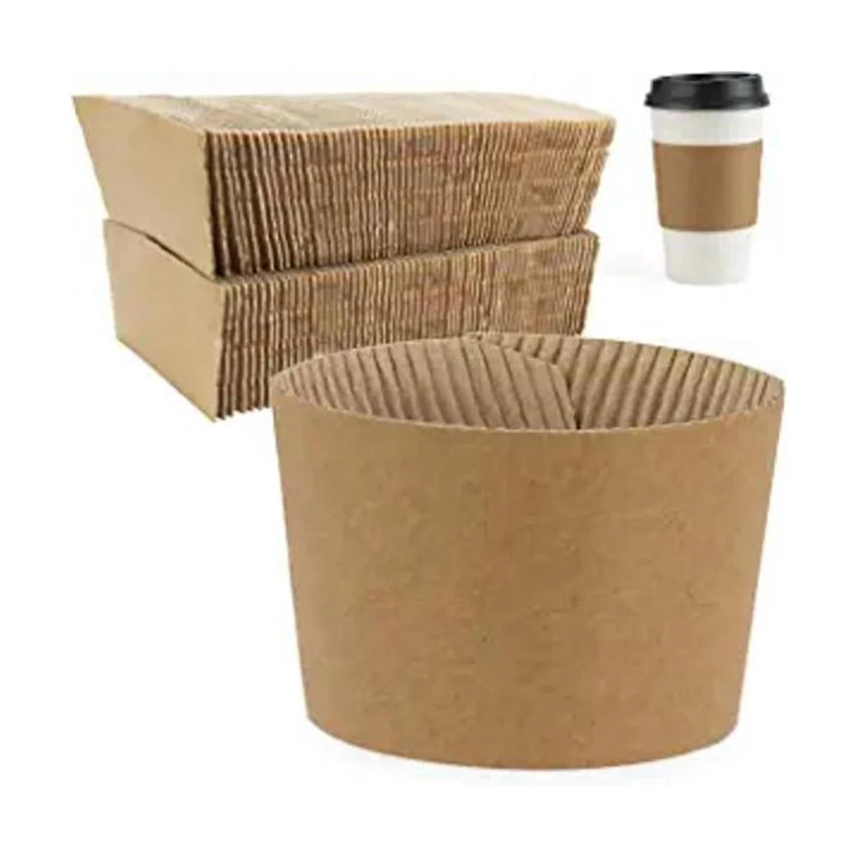 Paquete de 100 fundas para taza de café Kraft marrón_1