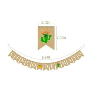 Pudodo Cinco De Mayo Banner de arpillera mexicano para_3