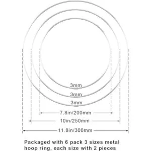 Worown 6 aros de metal plateado de 8 10 12 pulgadas para_2