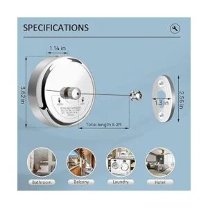 Tendedero retráctil secadora de ropa de acero inoxidable_5