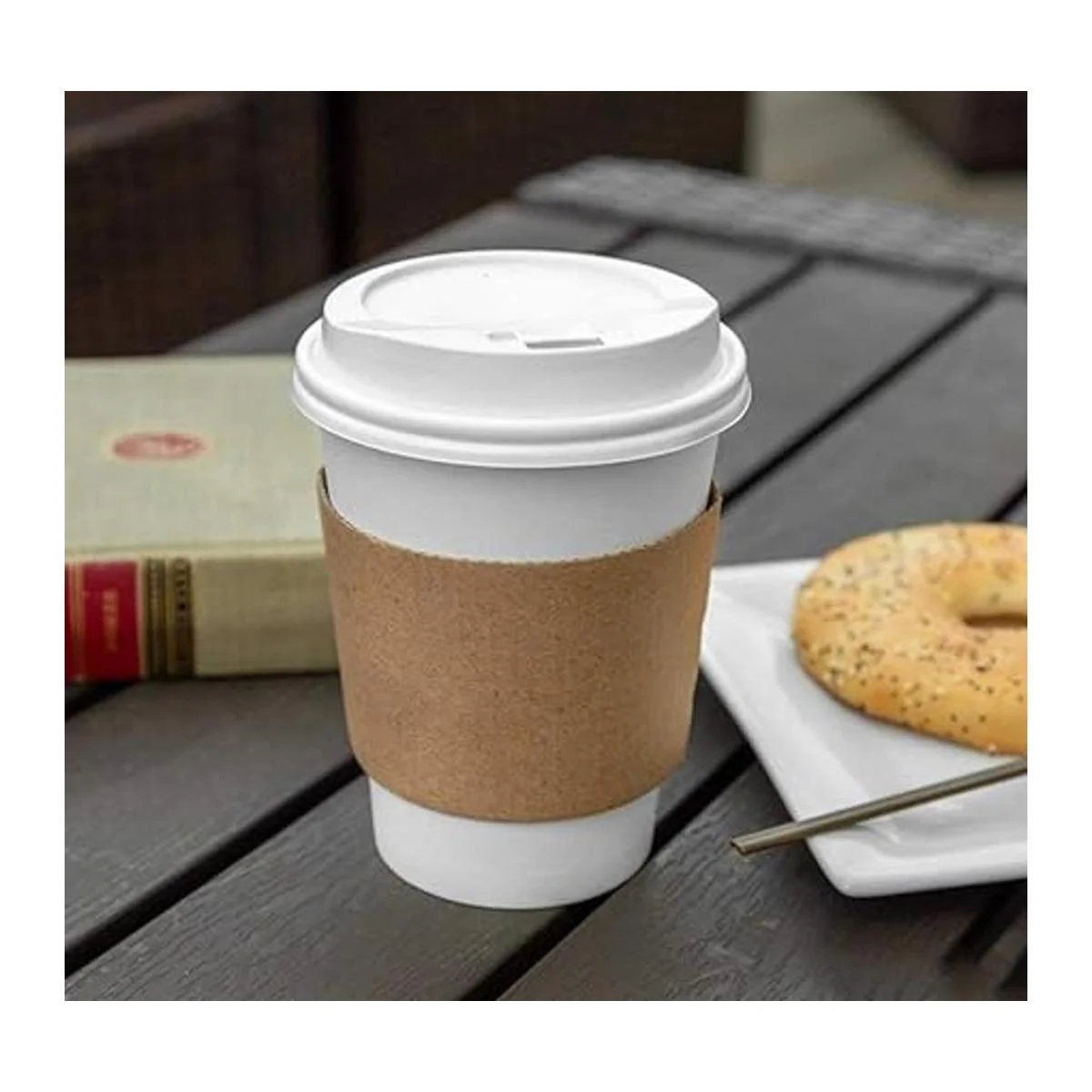 Paquete de 100 fundas para taza de café Kraft marrón_7