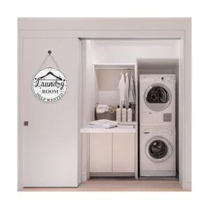 FWIEXA Laundry Room Help Wanted Placa de madera rústica_3
