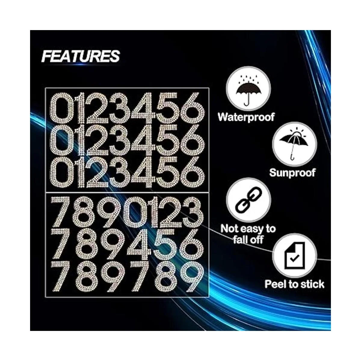 Locacrystal 40 calcomanías de números de diamantes de_4