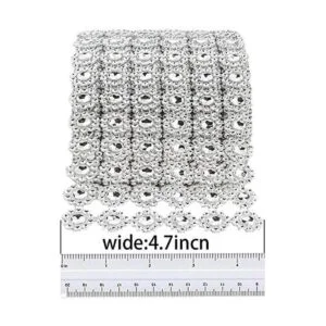 Rollo de malla con forma de flor de diamante de plata_2
