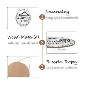 FWIEXA Laundry Room Help Wanted Placa de madera rústica_6