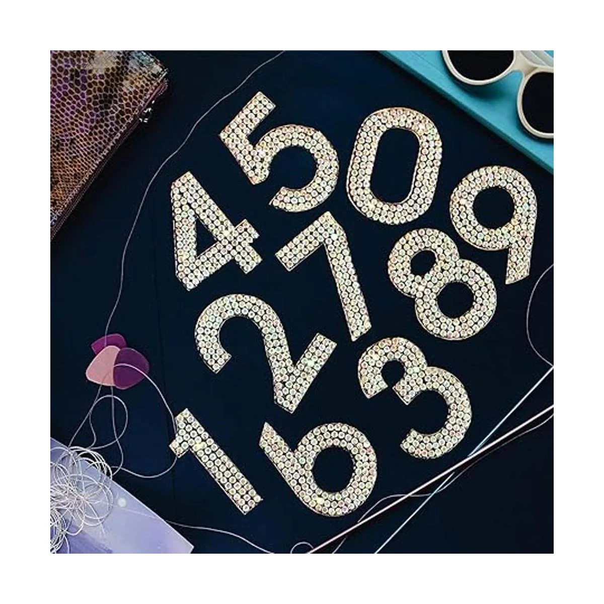 Locacrystal 40 calcomanías de números de diamantes de_5