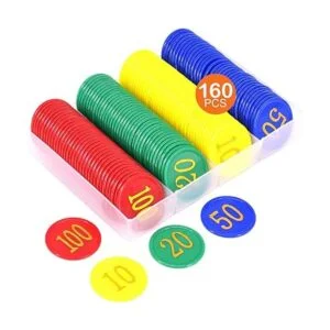 Lynkaye Juego de fichas de póquer de plástico con caja de_4