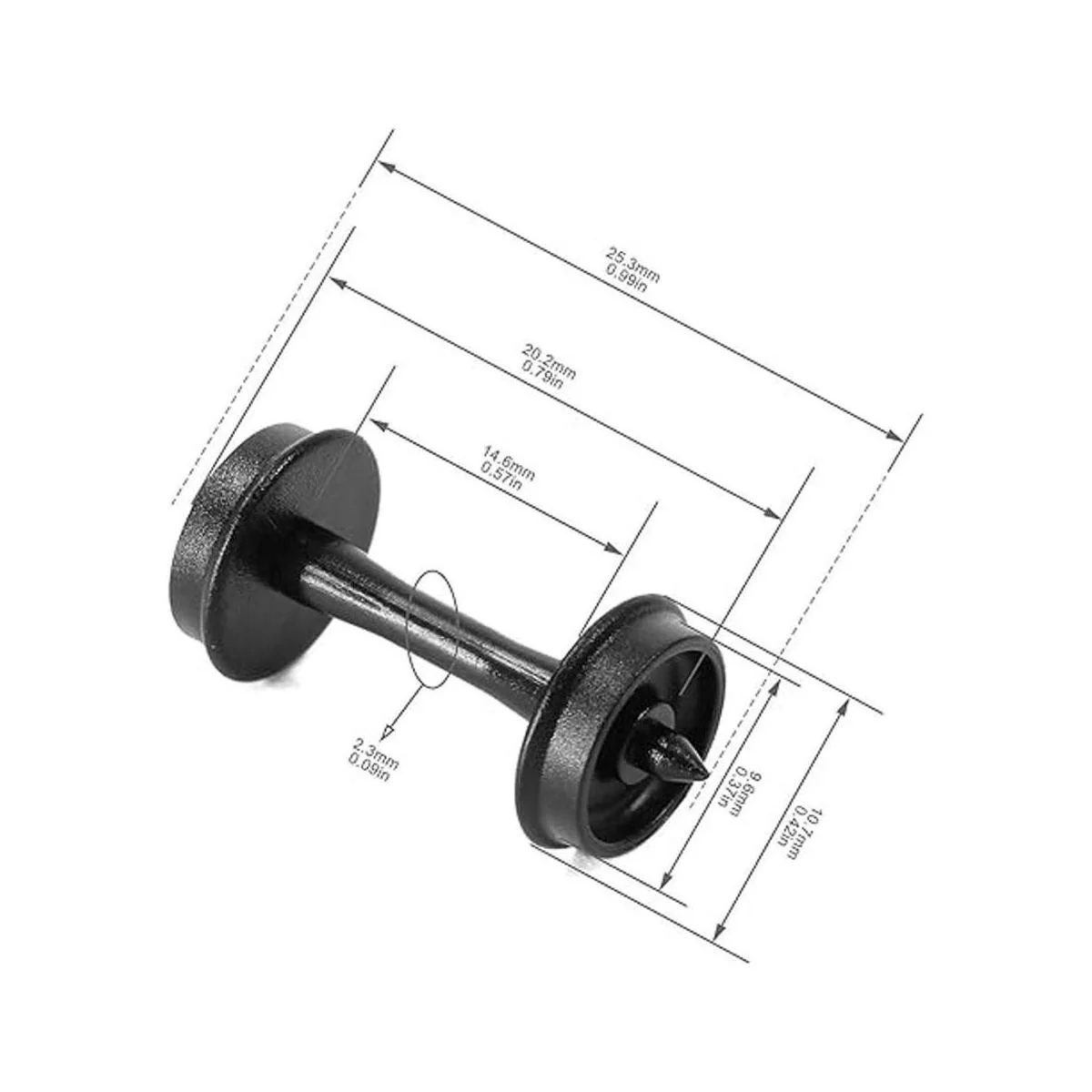 24pcs POM plástico 33 ruedas para modelo tren 187 HO_4