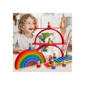 SHIERDU 11 piezas de tablero de arco iris de madera de_6