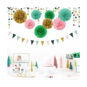 Banderines de color verde salvia y oro rosa paquete de 2_6