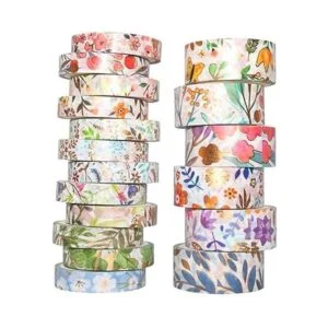 YUBX Juego de 18 rollos de cinta washi floral dorada VSCO_2