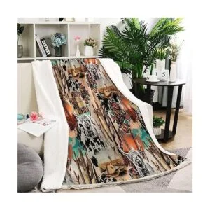 Linda manta con estampado de vaca de dibujos animados_4