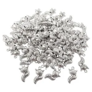 Honbay 100 unids aleación zorro encantos colgante plata_1