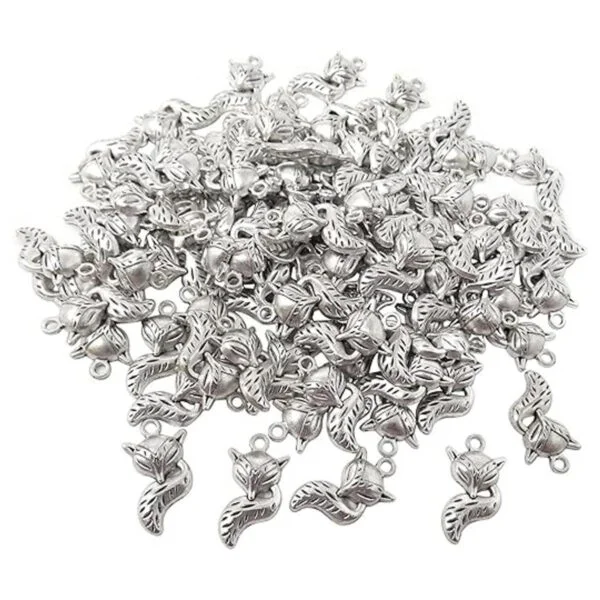 Honbay 100 unids aleación zorro encantos colgante plata_1