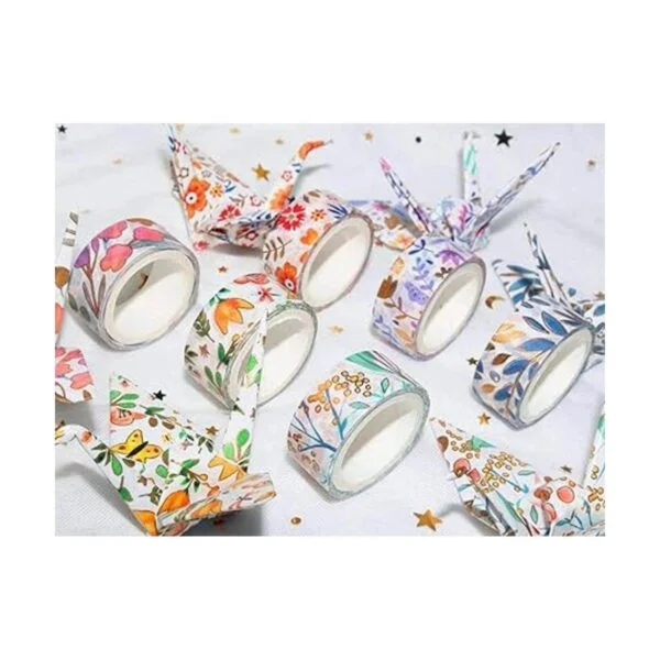 YUBX Juego de 18 rollos de cinta washi floral dorada VSCO_6