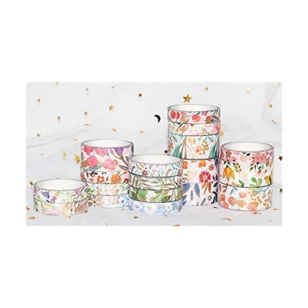 YUBX Juego de 18 rollos de cinta washi floral dorada VSCO_4