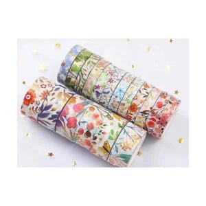 YUBX Juego de 18 rollos de cinta washi floral dorada VSCO_3