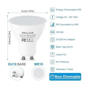 Bombillas LED GU10 de 6 W equivalente a halógeno de 50 W_2