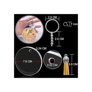 Duufin Juego de 72 llaveros acrílicos en blanco y borlas_2