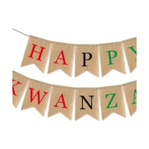 SWYOUN Burlap Happy Kwanzaa Banner Patrimonio Africano_3
