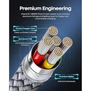 DDIYYI Cable USB tipo C largo de carga rápida 3 unidades_5