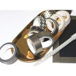 YUBX Juego de 10 rollos de cinta washi de color negro y_6