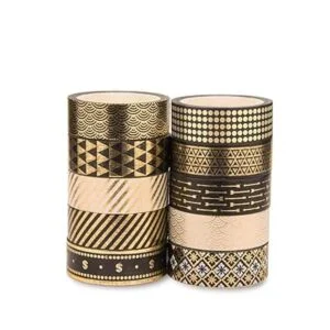 YUBX Juego de 10 rollos de cinta washi de color negro y_3