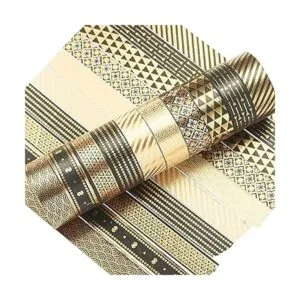 YUBX Juego de 10 rollos de cinta washi de color negro y_2