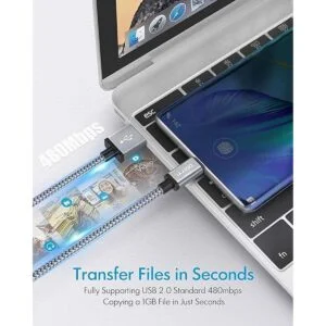 DDIYYI Cable USB tipo C largo de carga rápida 3 unidades_4