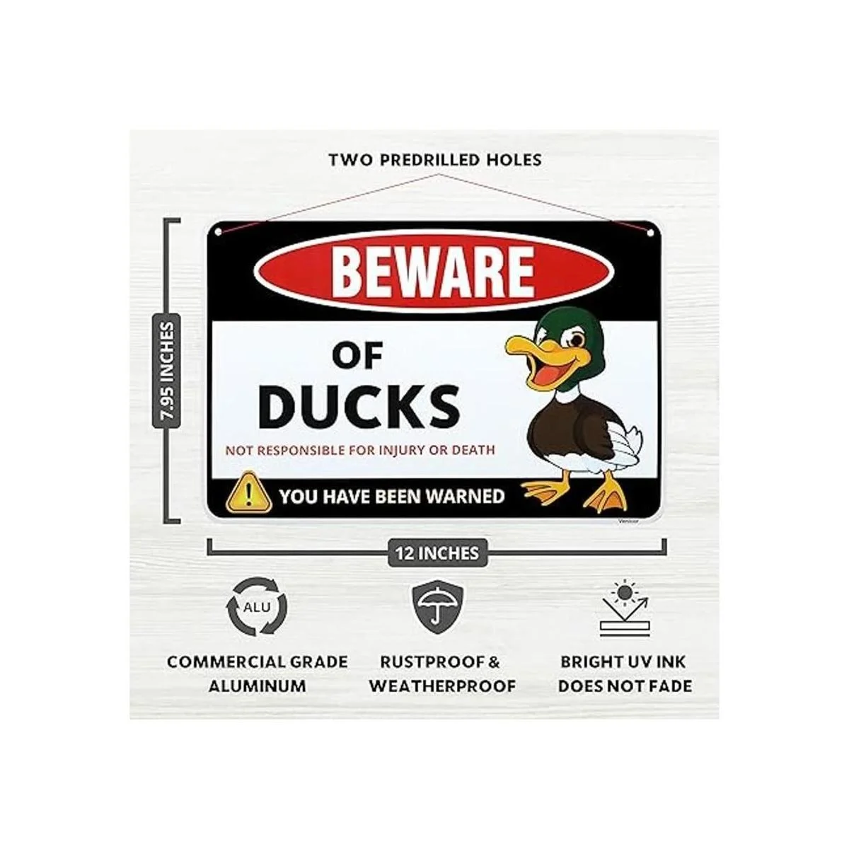 Venicor Decoración de letrero de pato 8 x 12 pulgadas_2