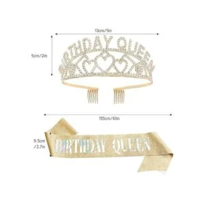 CAVETEE Tiara y banda de diamantes de imitación dorados_5