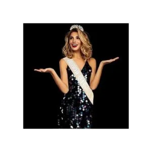 CAVETEE Tiara y banda de diamantes de imitación dorados_4