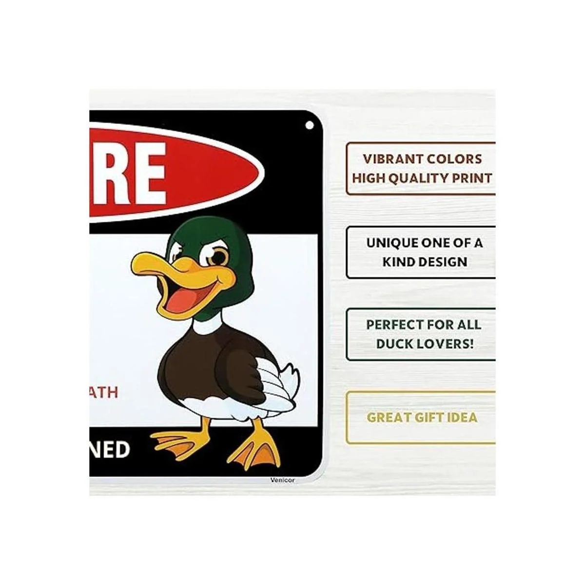 Venicor Decoración de letrero de pato 8 x 12 pulgadas_3