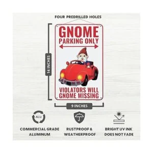 Cartel de aparcamiento con gnomo 9.0 x 14.0 in aluminio_2